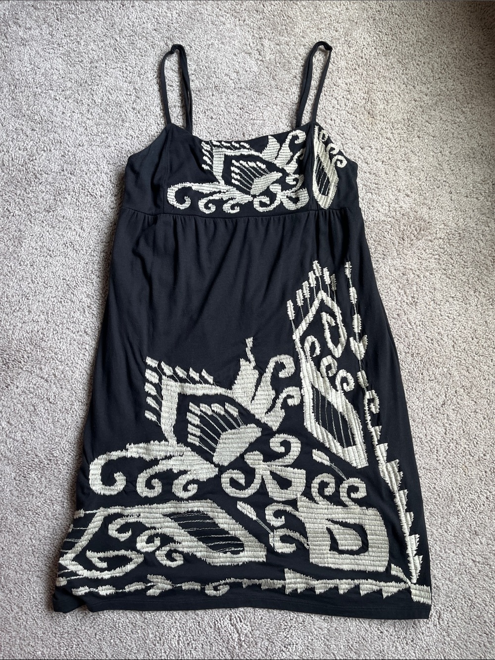 INC International Concepts Black Mini Dress with Cream Tribal Detail